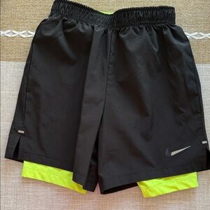 Nike Kids Black and Neon Yellow Shorts